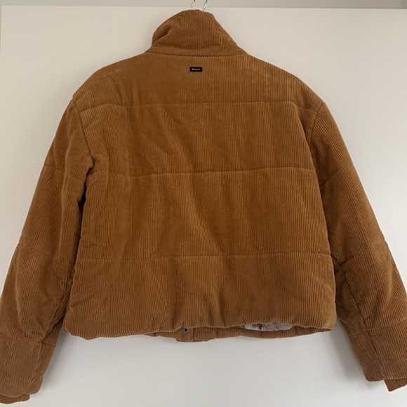Brown corduroy RVCA puffer jacket - Picture 2 of 8